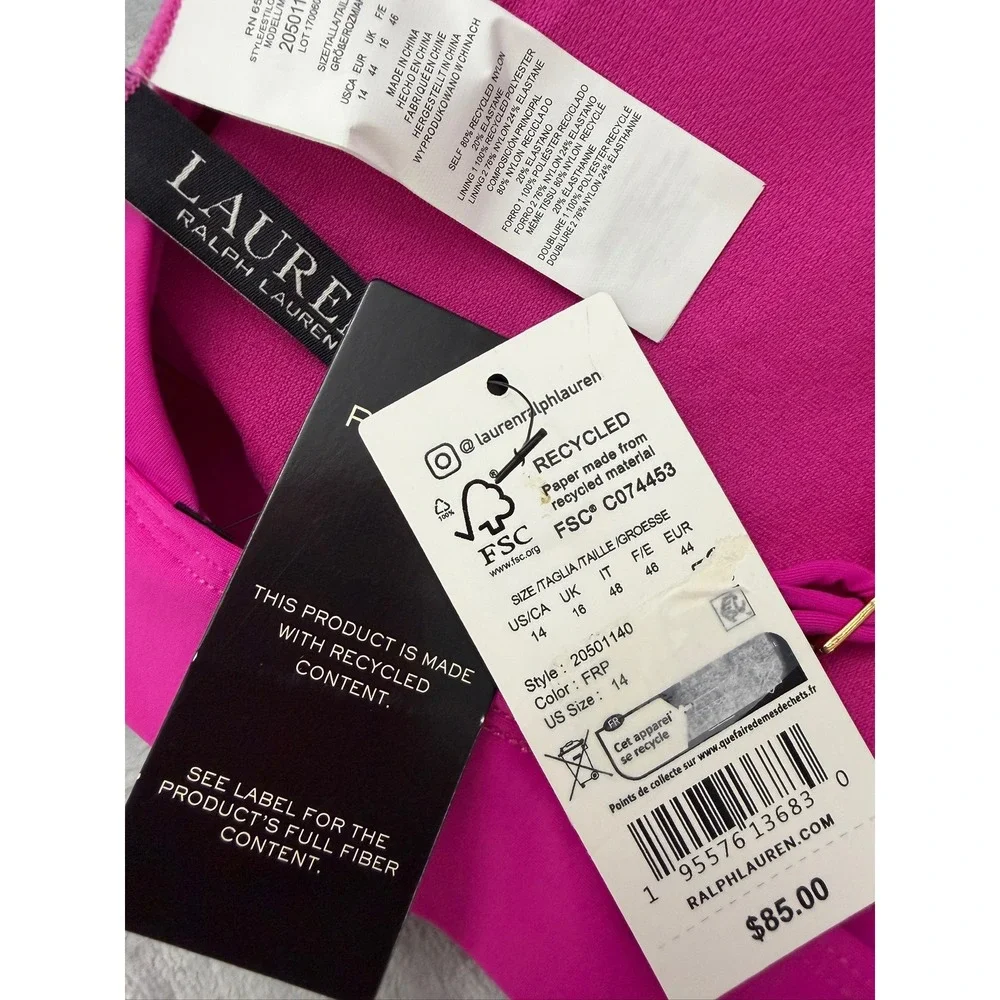 Lauren Ralph Lauren Women's Triangle V-Neck Bikini Top, Size 14 $85